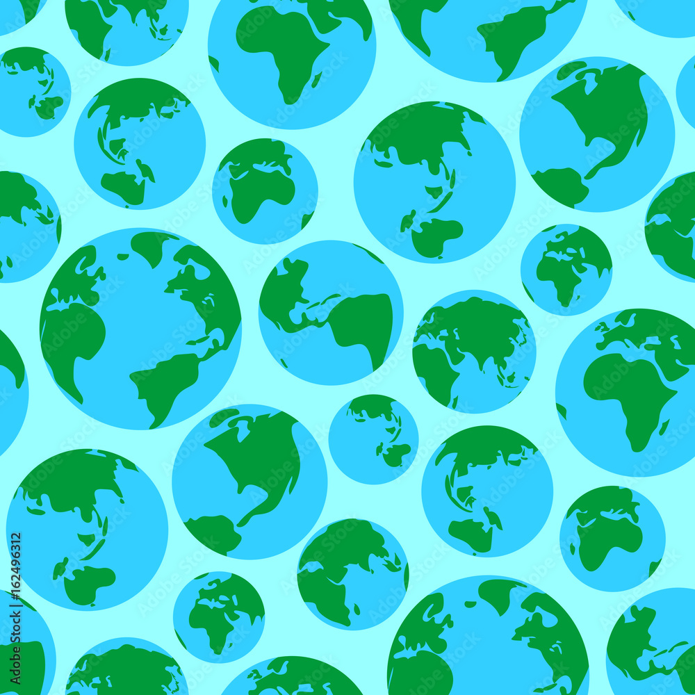 Globe Earth green planet world surface seamless pattern vector ...