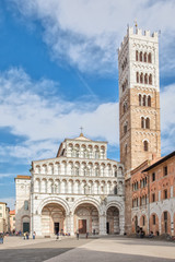 Wall Mural - Facade and bell tower of Lucca Cathedral, Italy