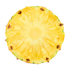 Pineapple slice isolated on white background. Circle.