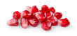 Pomegranate. Fresh raw seeds of pomegranate isolated on white background. With clipping path. Full depth of field.