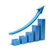 Business Growth Bar Graph Curve. 3D Render Illustration