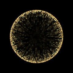 Aufkleber - Gold sphere light frame of abstract neon circle effect background for premium product design.