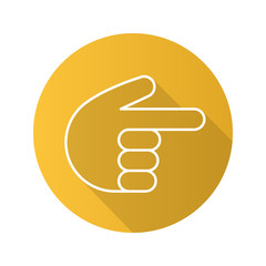 Point right hand gesture. Flat linear long shadow icon