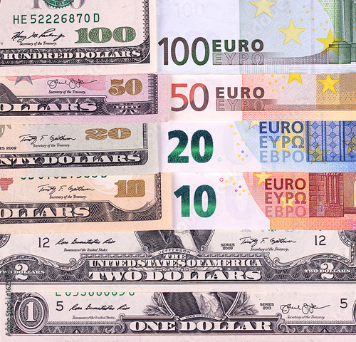Money Background American Dollars And Euro Different Denominations Money Background American Dollars And Euro Different Denominations