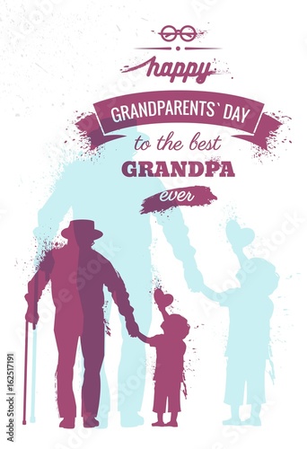 Happy Grandparents Day Flyer Banner Or Poster Silhouette Of A