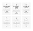 © DiBronzino - White wine labels. Vector premium template set. Clean and modern design. Shardonnay, Pinot Blanc, Riesling, Sauvignon, Semillion.