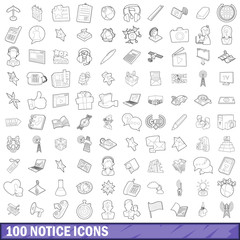 Poster - 100 notice icons set, outline style