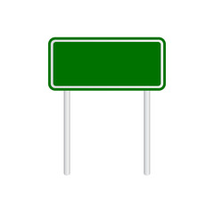 Blank green traffic road sign on white background