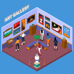 Wall Mural - Art Gallery Isometric Illustration