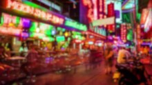 Soi Cowboy Red Light District In Bangkok, Thailand At Night, Timelapse (blurred For Commercial Use)