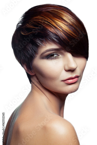 Fashion Portrait Of A Beautiful Girl With Colored Dyed Hair