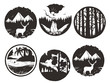 set of wilderness hand drawn black emblems. artworks for hipster wear. vector Inspirational illustration
