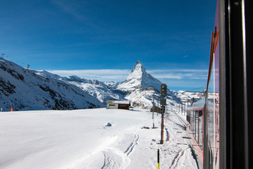 Wall Mural - Matterhorn and Zermatt in the Swiss Alps during winter, Switzerland