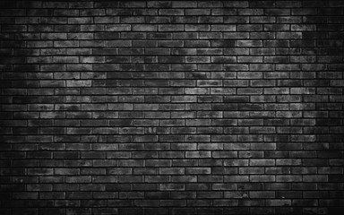 Wall Mural - Old black brick wall background.