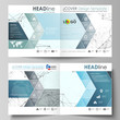 Business templates for square design bi fold brochure, flyer, report. Leaflet cover, vector layout. Chemistry pattern, connecting lines and dots, molecule structure on white, geometric background.