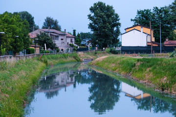 Sticker - House on a bank of a chanel in Rovigo, Italy