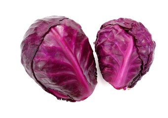 Fresh red cabbage vegetable on white background