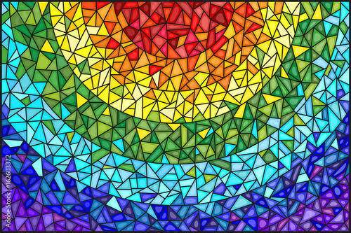 Dekoracja na wymiar  abstrakcyjne-tlo-witrazowe-kolorowe-elementy-ulozone-w-widmie-teczy