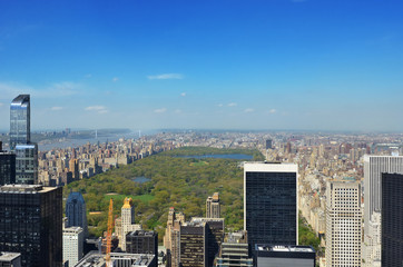 Wall Mural - New York City skyline, central park and urban skyscrapers of Manhattan aerial view 

