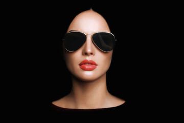 Wall Mural - beautiful young woman with sunglasses