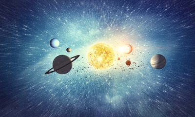 Wall Mural - Solar system planets . Mixed media