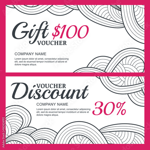 Vector Gift And Discount Voucher Template With Abstract Hand Drawn