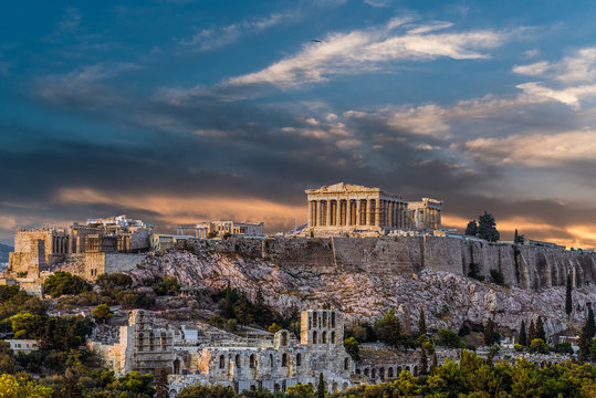 parthenon, acropolis of athens, before sunset