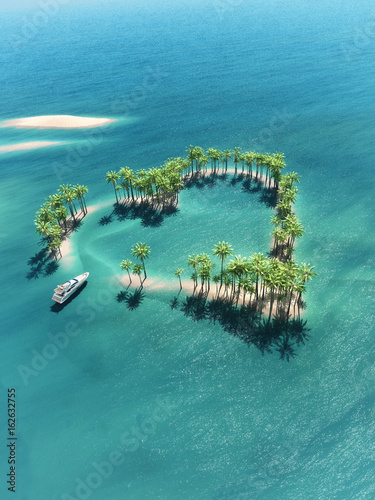 Fototapety żeglarstwo  tropikalna-wyspa-w-ksztalcie-serca