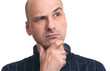 © spaxiax - serious bald man thinking. Looking up