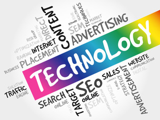 Poster - technology word cloud collage, business concept background