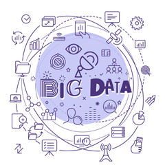Aufkleber - Big data concept. Outline icon set. Vector pictogram set