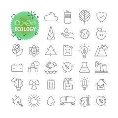 Poster - sipmple icons collection. web and mobile app outline icons set. ecology
