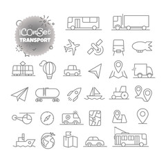 Fototapete - simple icons collection. web and mobile app outline icons set. transport