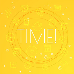 Fototapete - time concept. different thin line icons included