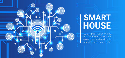 Aufkleber - smart house technology control system icon infographic with copy space vector illustration