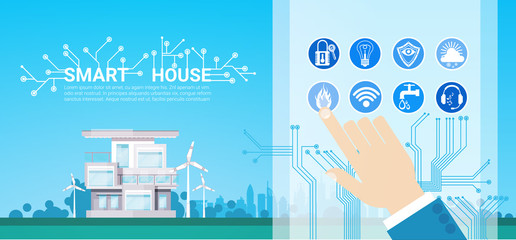 Aufkleber - smart house technology control system icon infographic with copy space vector illustration