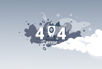 Poster - 404 Not Found Error Message Internet Connection Problem Concept Banner Flat Vector Illustration