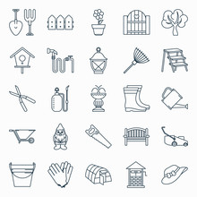 Collection Of Outline Gardening Icons