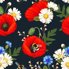 Wall Mural - Red poppies seamless
