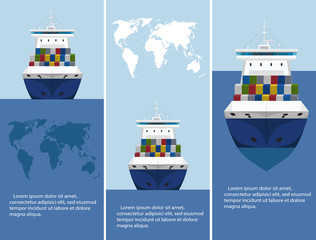 Poster - Commercial sea shipping flyer template set