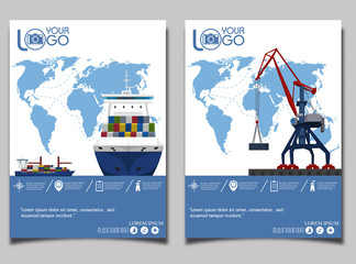 Poster - Commercial sea shipping banner set