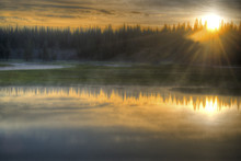Dawn Water Reflections On Yellowstone Lake.