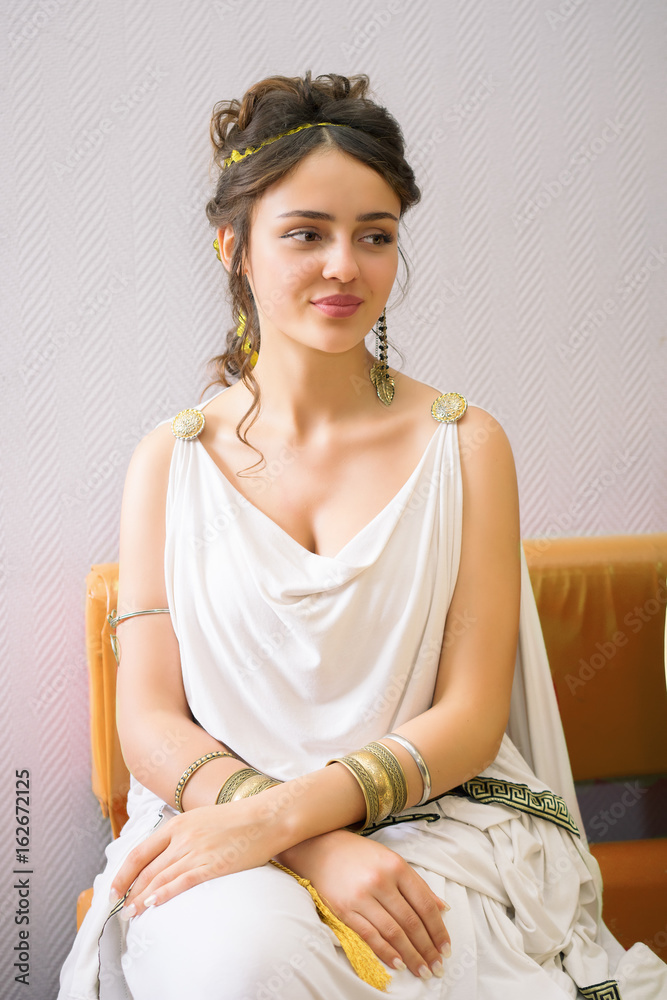 greek dress women Goddess Women's Ancient Costume Draped Bodice Overlay With Laurel Crown  Halloween, Cosplay & Themed Christmas Party Waist 6874 cm portrait of a young beautiful