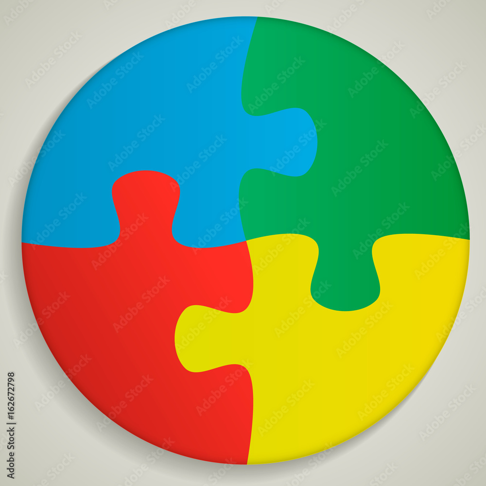 four piece round Puzzle business presentation. Circle infograph. 4 Step ...