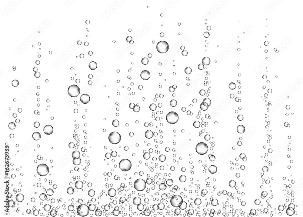 Underwater fizzing air bubbles on white  background. - obrazy, fototapety, plakaty 