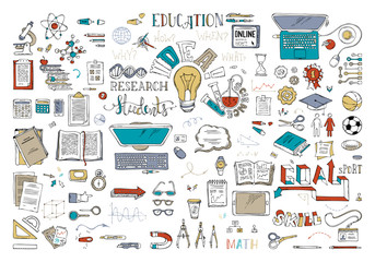 Vector set of education elements and icons.