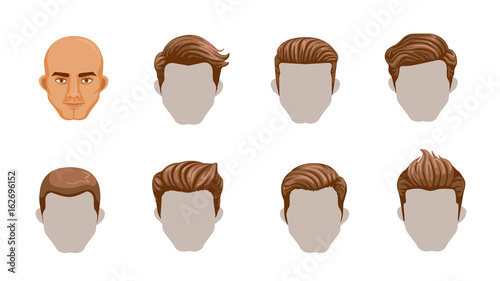 Hair Man Set Of Men Cartoon Hairstyles Collection Of Fashionable