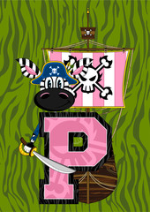 Sticker - P is for Pirate - Zebra