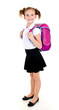 © svetamart - Portrait of smiling school girl child with backpack in uniform isolated