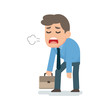 Businessman sad tired disappointed concept, vector flat illustration